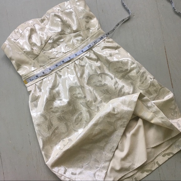 American Eagle Metallic Cream Strapless Dress - Picture 3 of 6